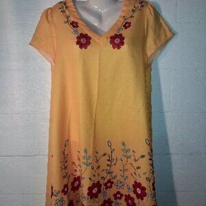 Colorful Women's Printed Summer Dress Size Large V-neck Shift Floral Lightweight